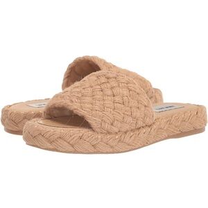 Women's Tan Woven Slide Sandals